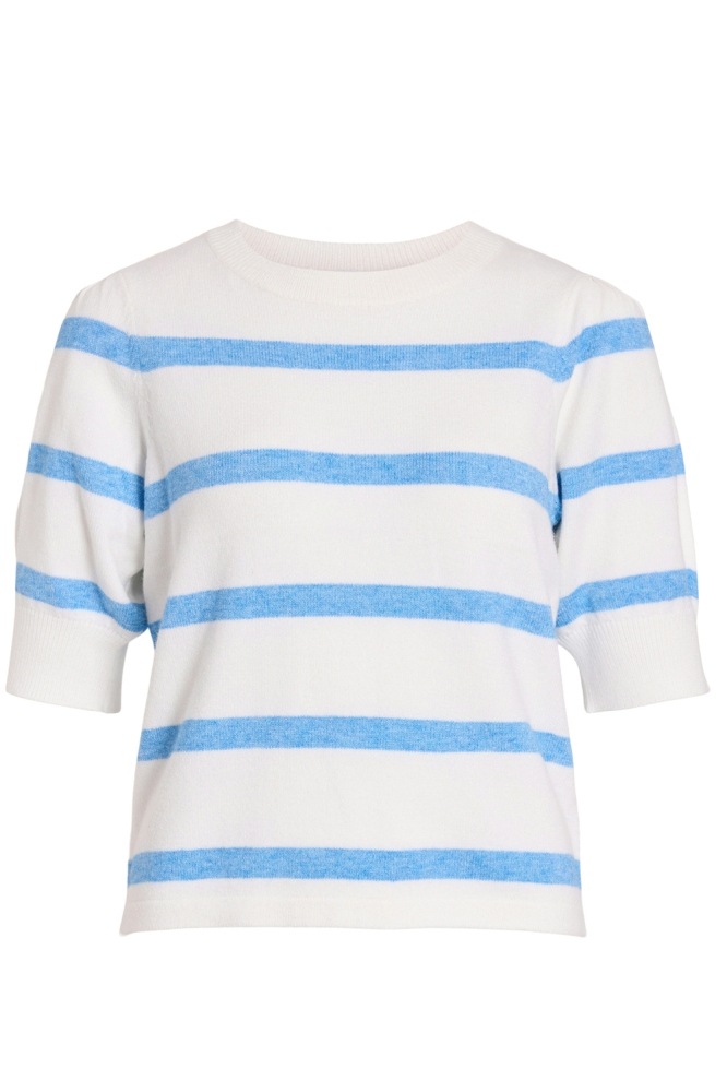 VIRIL 2/4 SLEEVE O-NECK STRIPE KNIT 14108479 WHITE ALYSSUM/BLISSFUL BLUE
